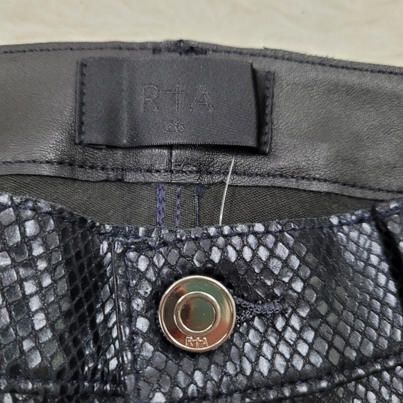 RtA Prince Leather Skinny Pants Navy Snake 26 - Picture 9 of 10